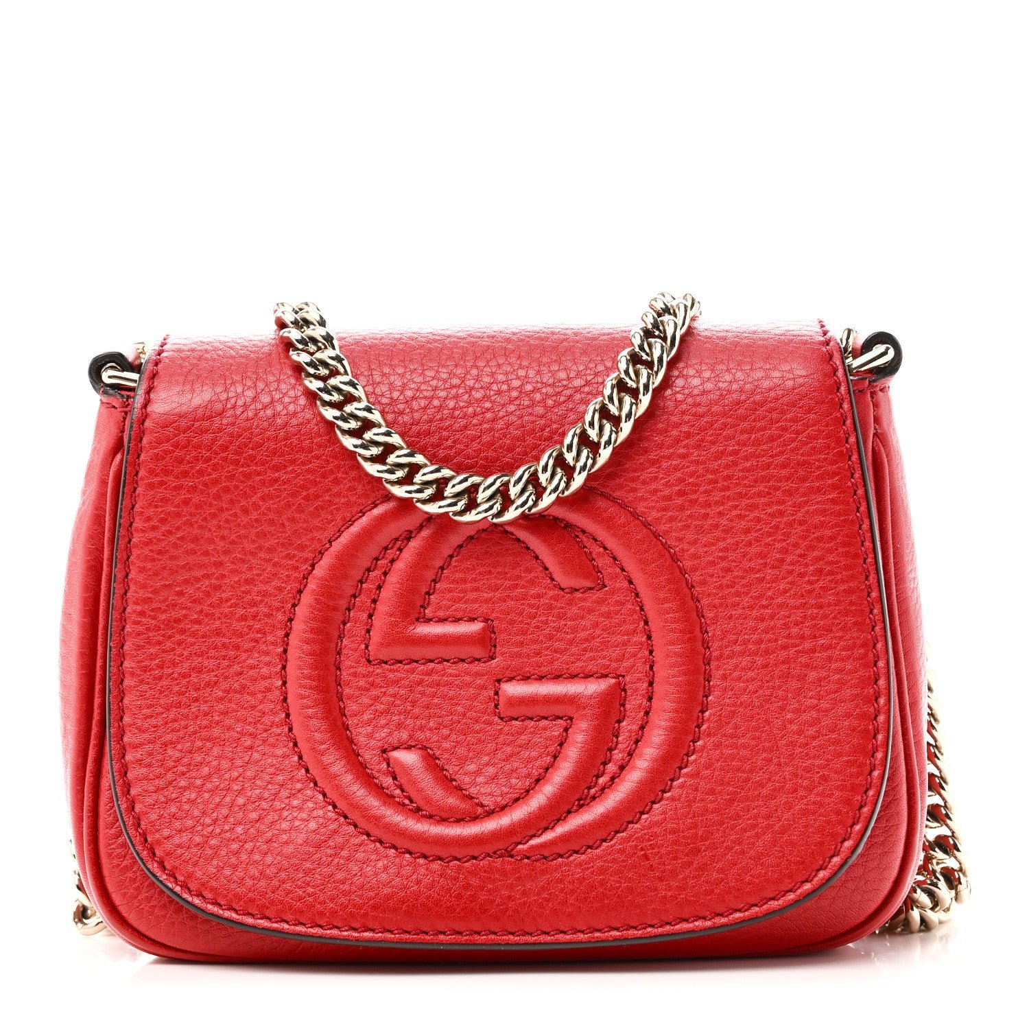 Gucci Pebbled Calfskin Small Soho Flap Crossbody Red