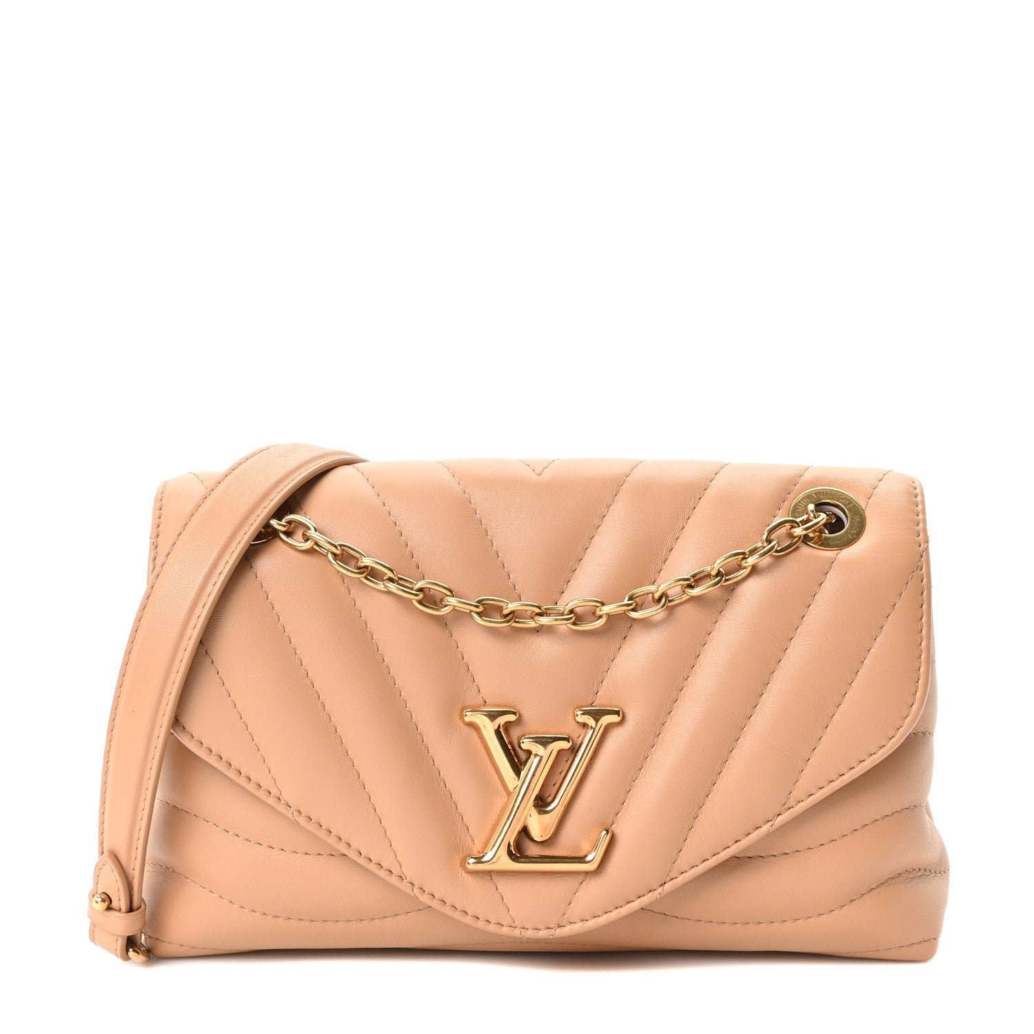 Louis Vuitton Calfskin LV New Wave Chain Bag Taupe Arizona
