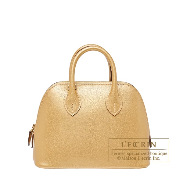 Hermes Hermes Bolide bag 1923 mini Dore Chevre chamkila goatskin Champagne gold hardware
