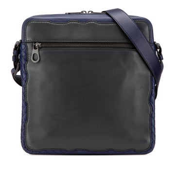 Calf Leather Intrecciato Trimmed Leather Crossbody