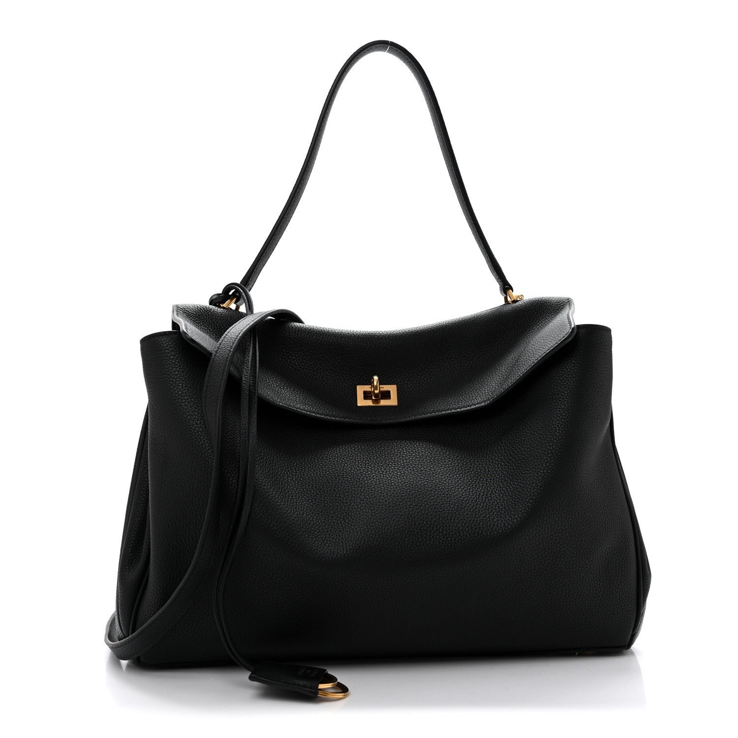 Balenciaga Grained Calfskin Medium Rodeo Top Handle Handbag Black