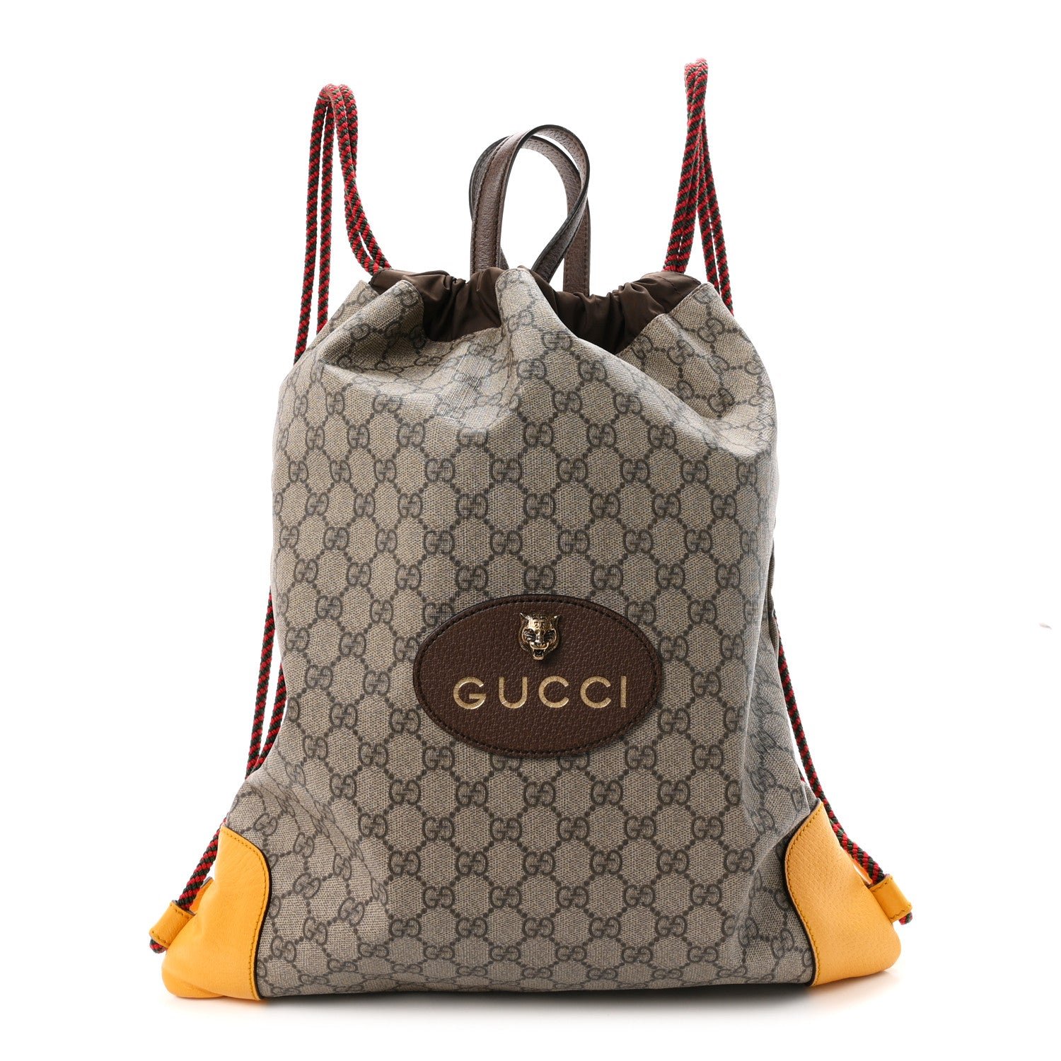 Gucci Supreme Monogram Neo Vintage Drawstring Backpack  Beige New Acero Crop