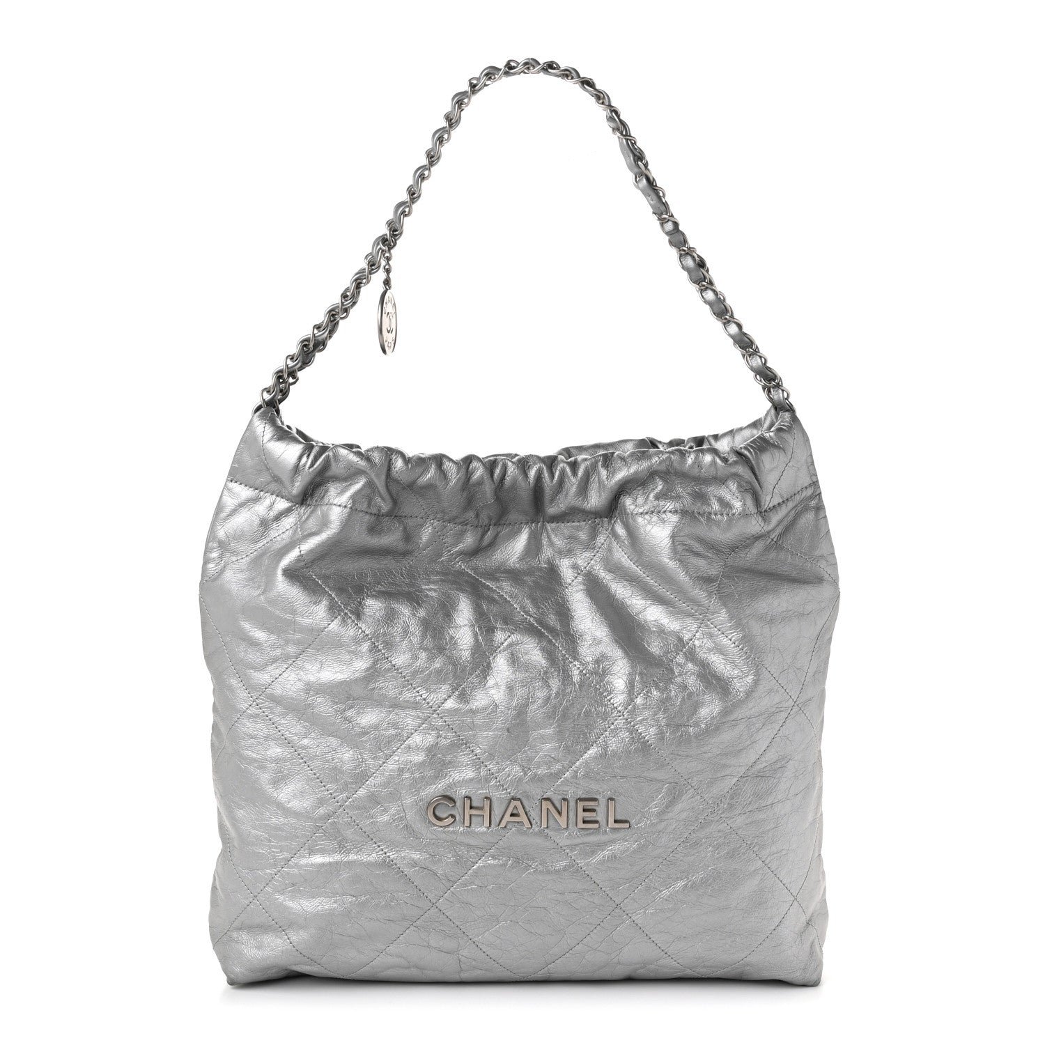 Chanel Metallic Calfskin Quilted Chanel 22 Silver