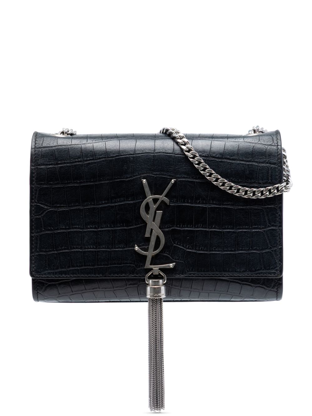 2018 Croc Embossed Leather Monogram Kate Tassel Wallet on Chain crossbody bag