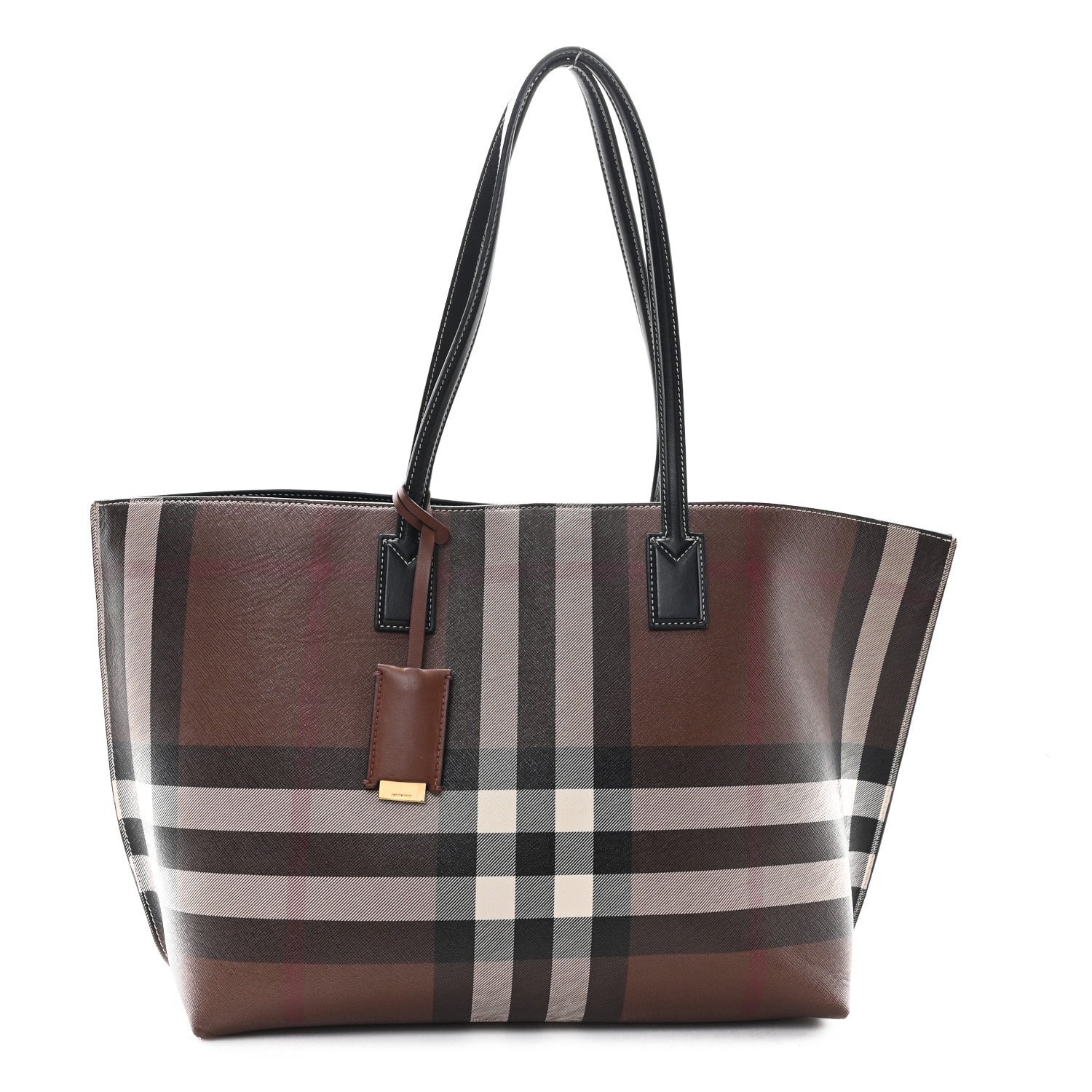 Burberry E-Canvas Check Medium Soft TB Tote Dark Birch Brown