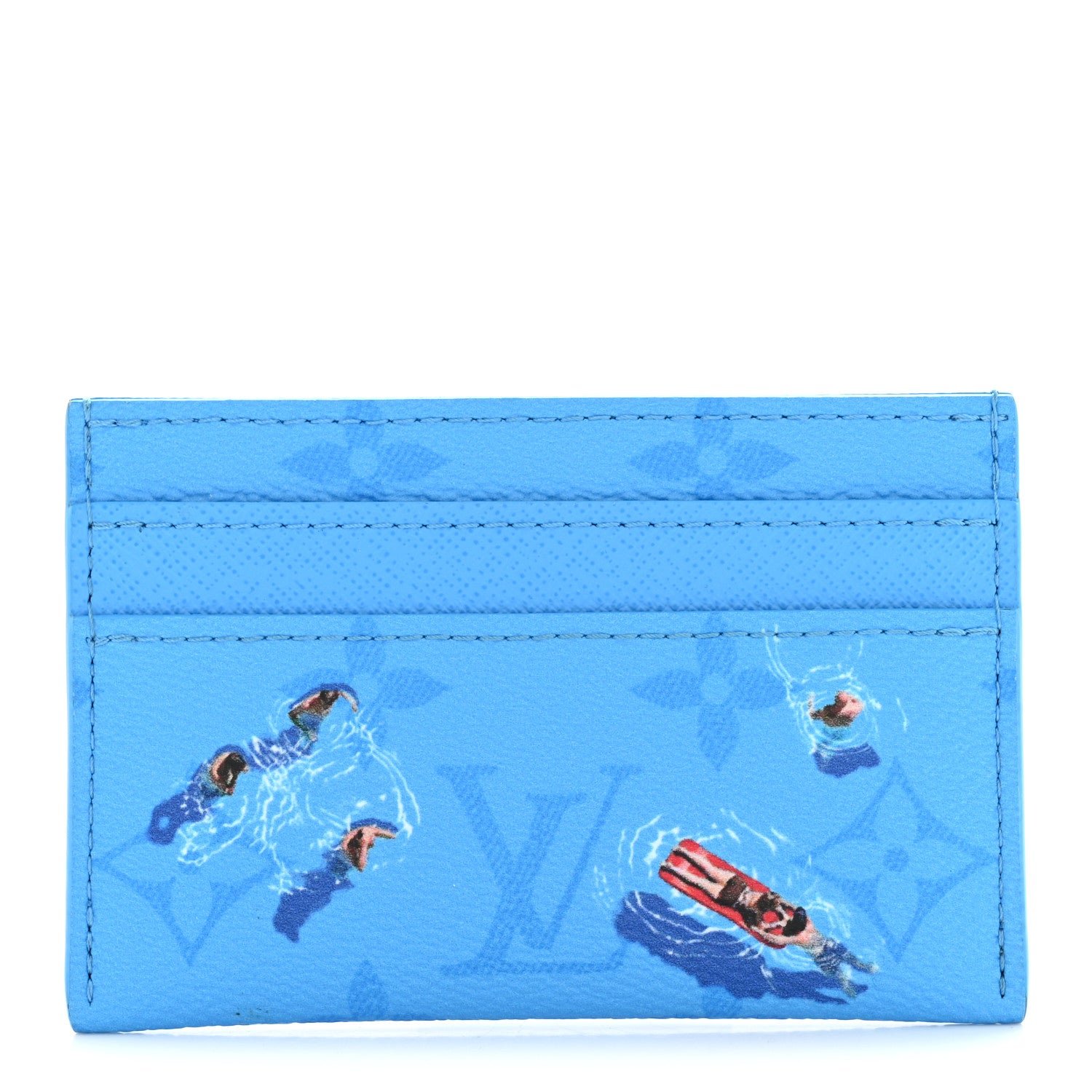 Monogram Double Card Holder Blue lagoon