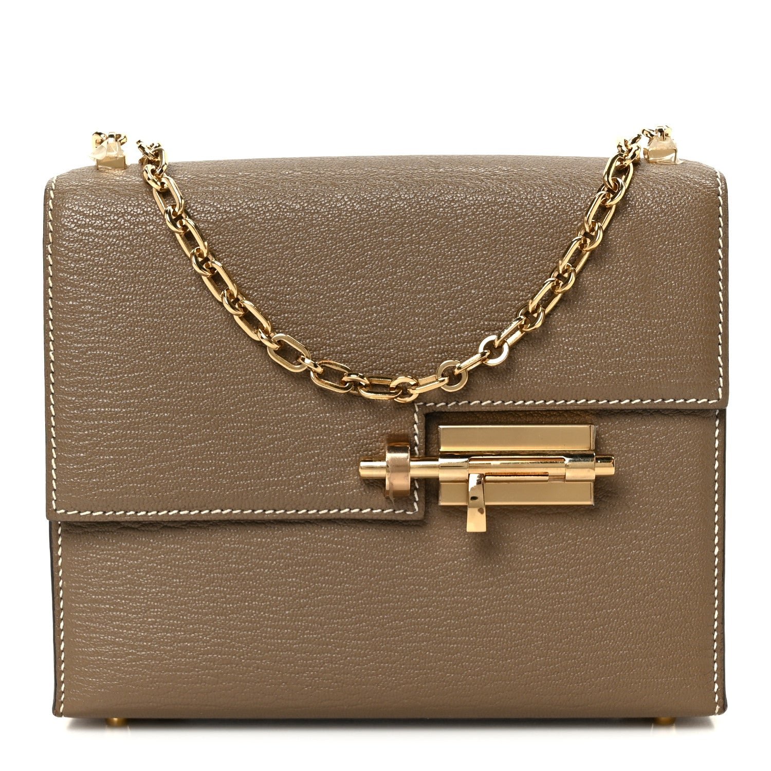 Hermes Hermes Chevre Chamkila Mini Verrou Chaine Bag Etoupe