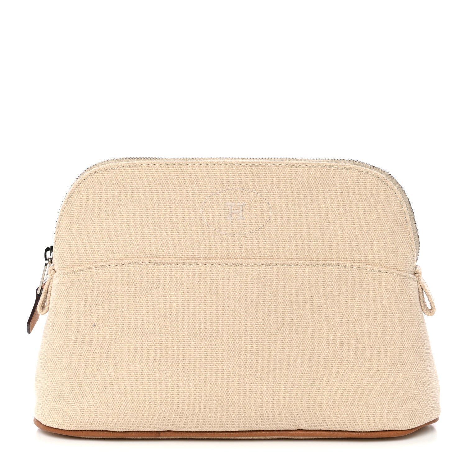 Hermes Cotton Canvas Mini Bolide Travel Cosmetic Pouch Naturel