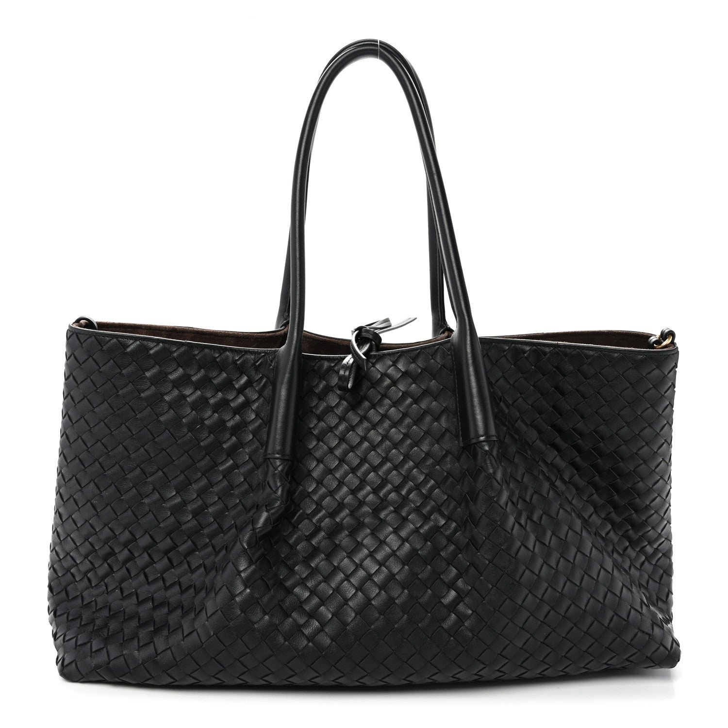 Bottega Veneta Calfskin Intrecciato Pinacoteca Reversible Tote Black Fondant