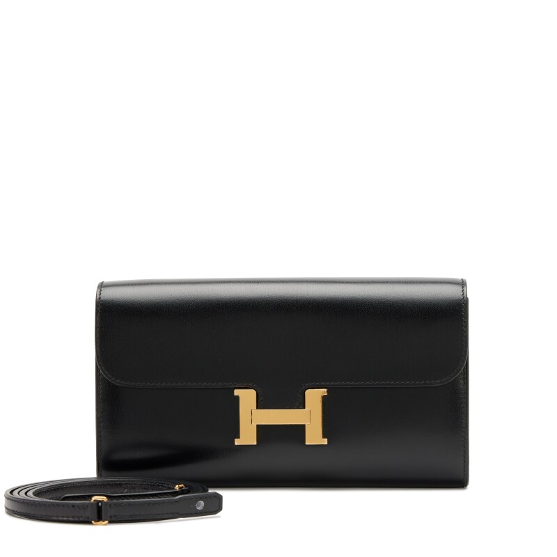 Hermes Black Box Calf Constance-To-Go Wallet Gold Hardware, 2025