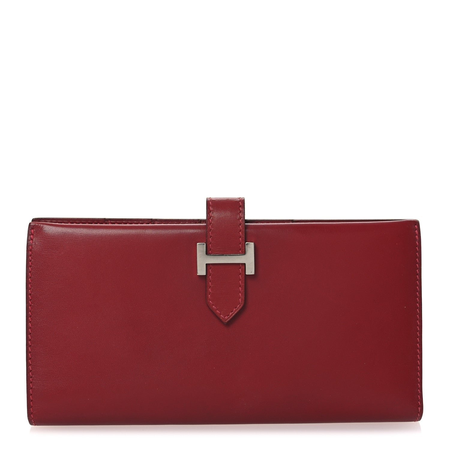 Hermes Tadelakt Bearn Gusset Wallet Rouge Vif
