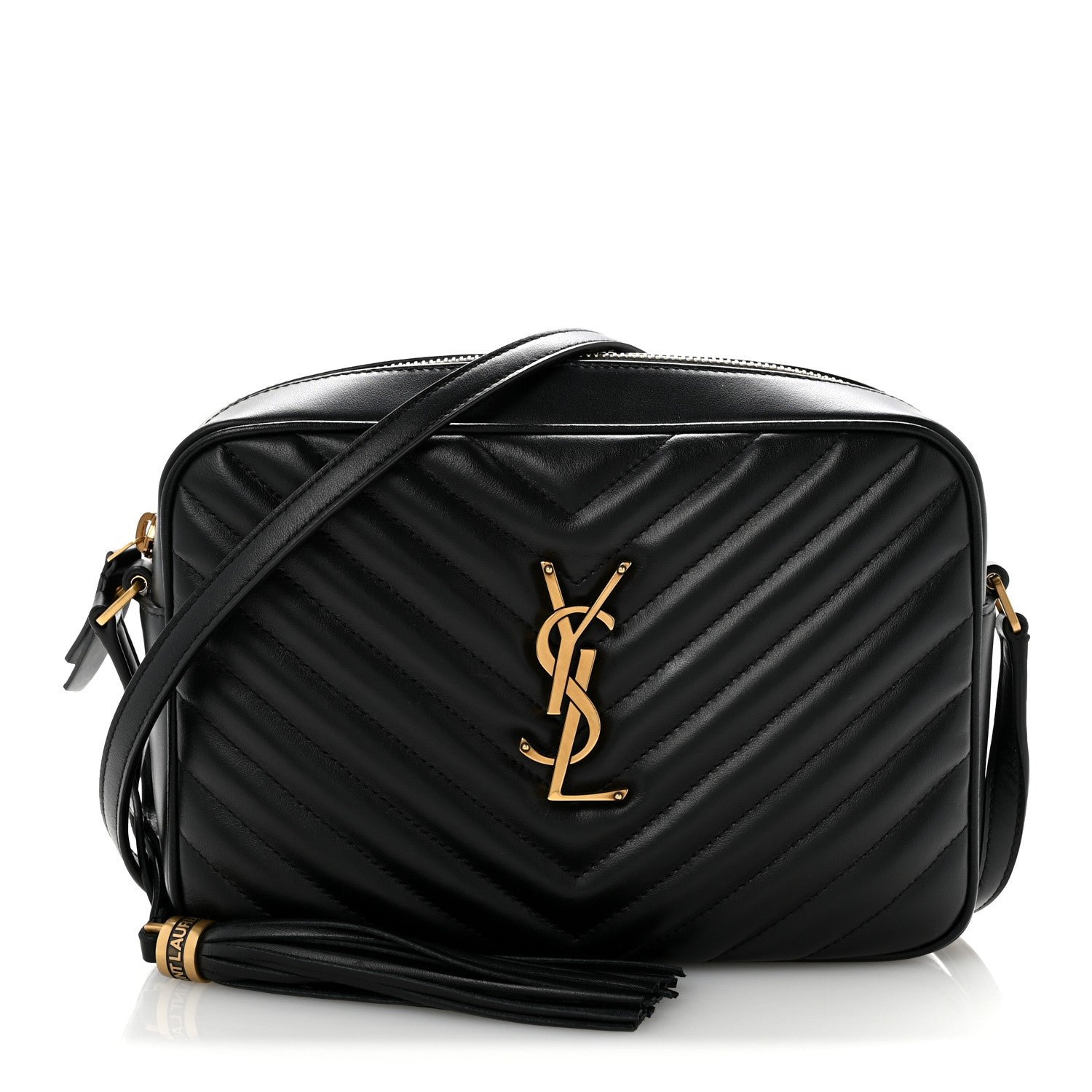 Saint Laurent Calfskin Matelasse Monogram Lou Camera Bag Black
