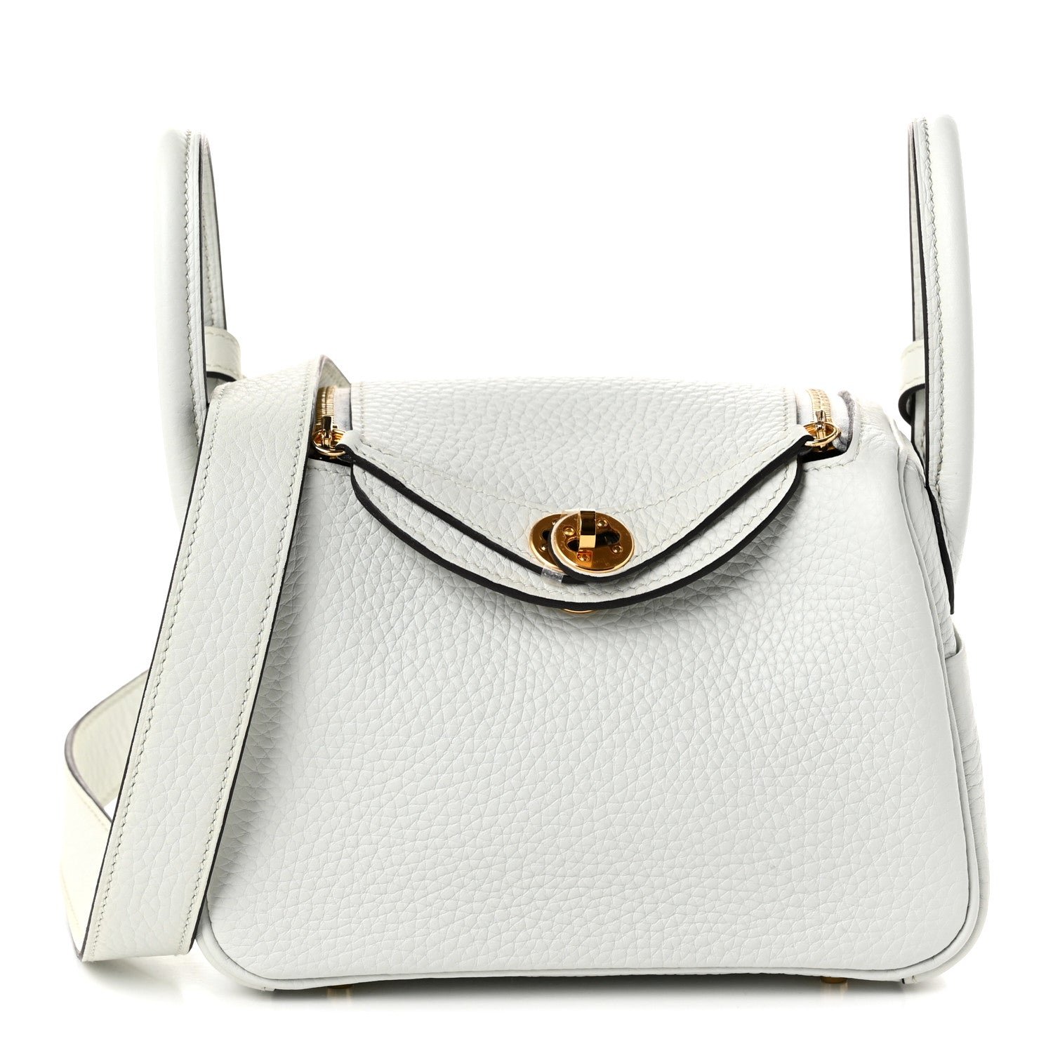 Hermes Taurillon Clemence Mini Lindy 20 Gris Platine