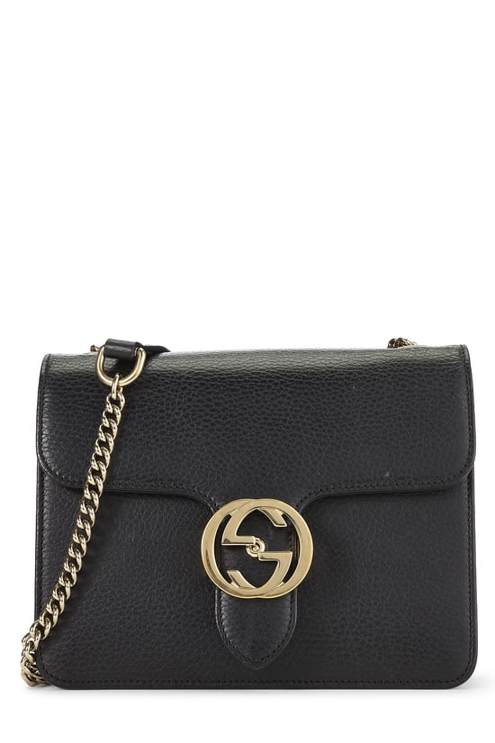Black Leather Interlocking Crossbody