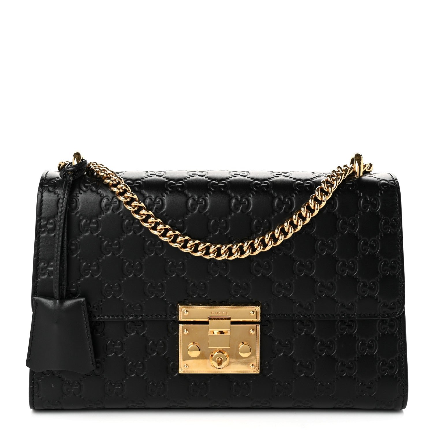Gucci Guccissima Medium Padlock Shoulder Bag Black