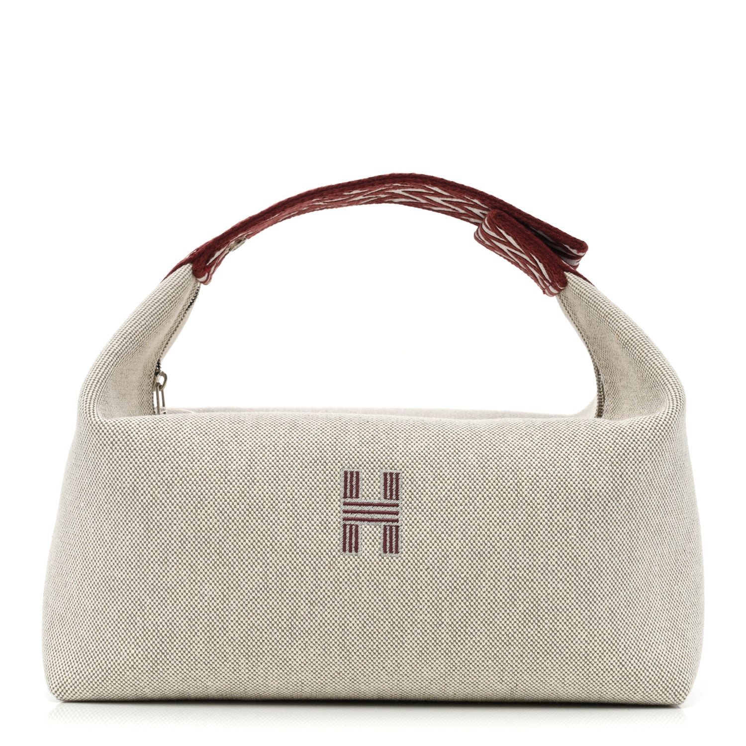 Hermes Canvas Large Bride-A-Brac Pouch Natural Rouge H