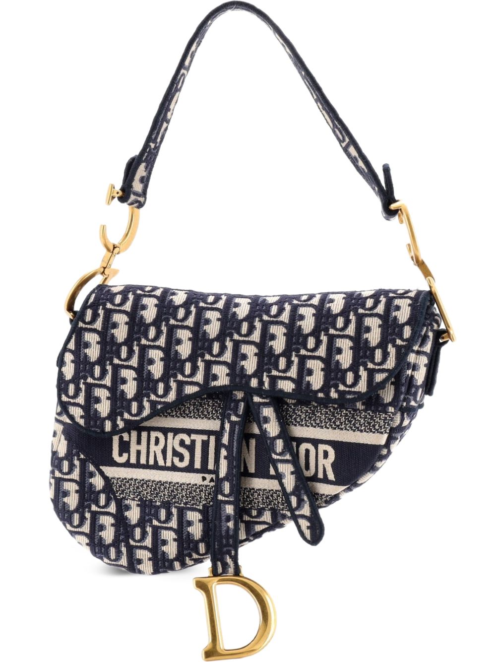 Saddle Handbag Logo Embroidered Oblique Canvas Medium shoulder bag