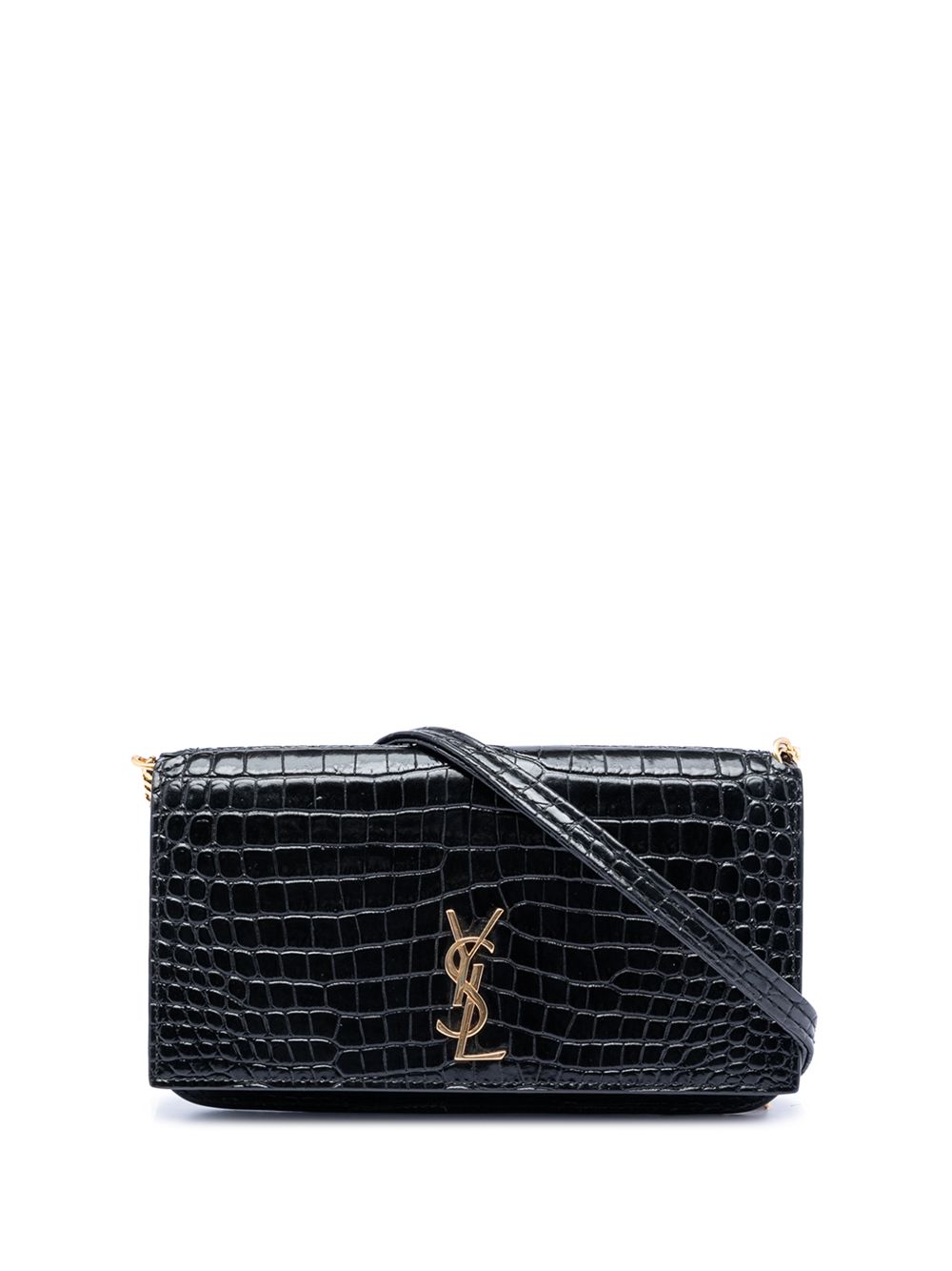 2022 Croc Embossed Leather Cassandre Phone Holder crossbody bag