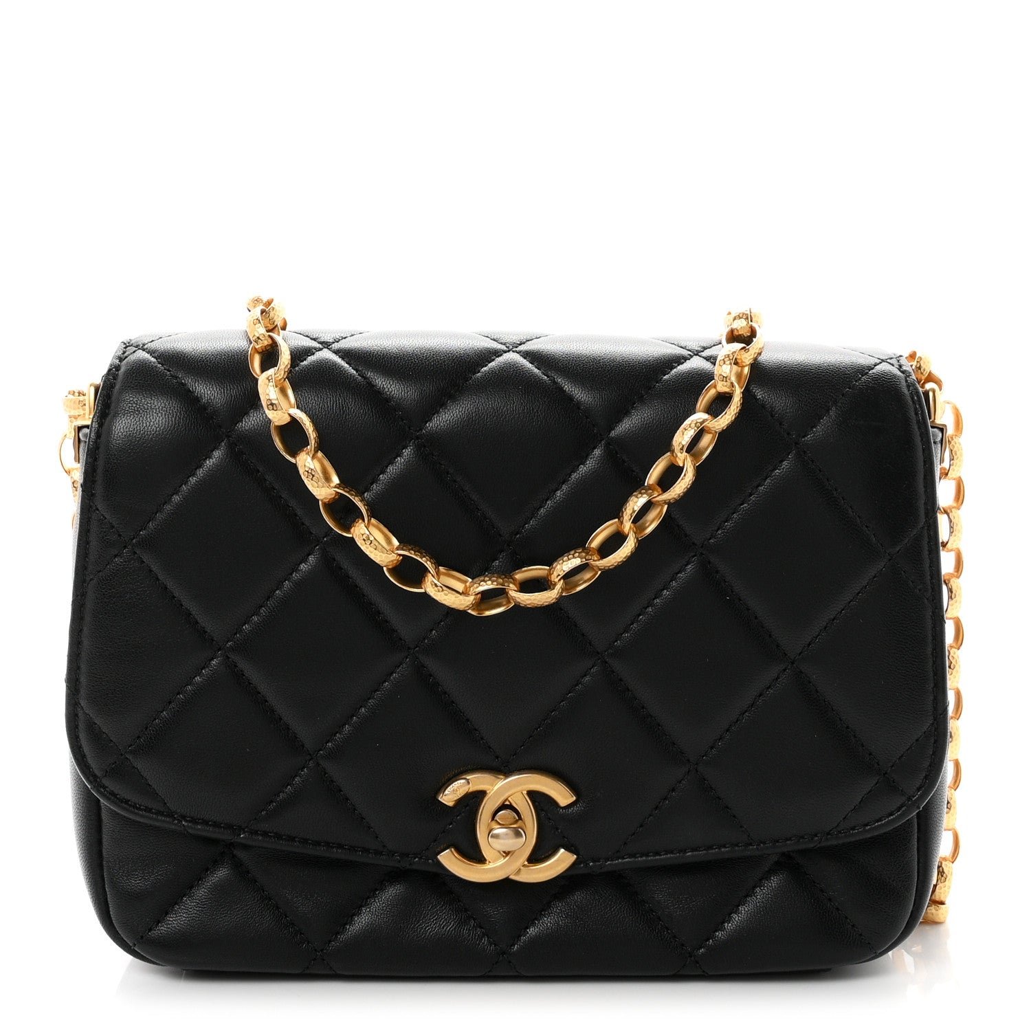 Chanel Lambskin Quilted Small CC Coin Flap Bag Black