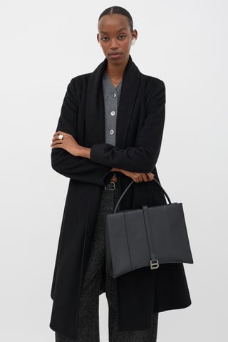 Leather Hourglass East West Tote Bag