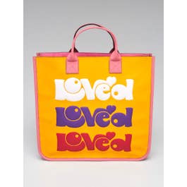 Gucci Gucci Pink/Yellow Coated Canvas Rainbow "Loved" Children's Tote Bag