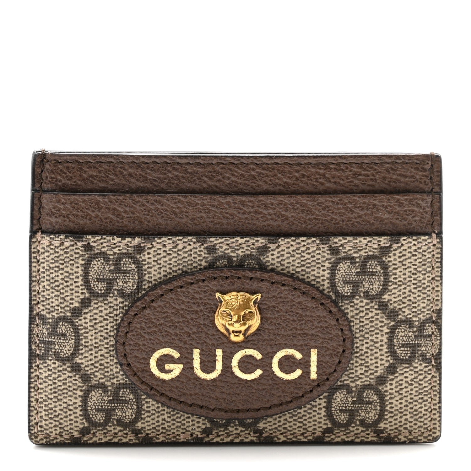 Gucci GG Supreme Monogram Neo Vintage Card Holder Beige Crop New Acero