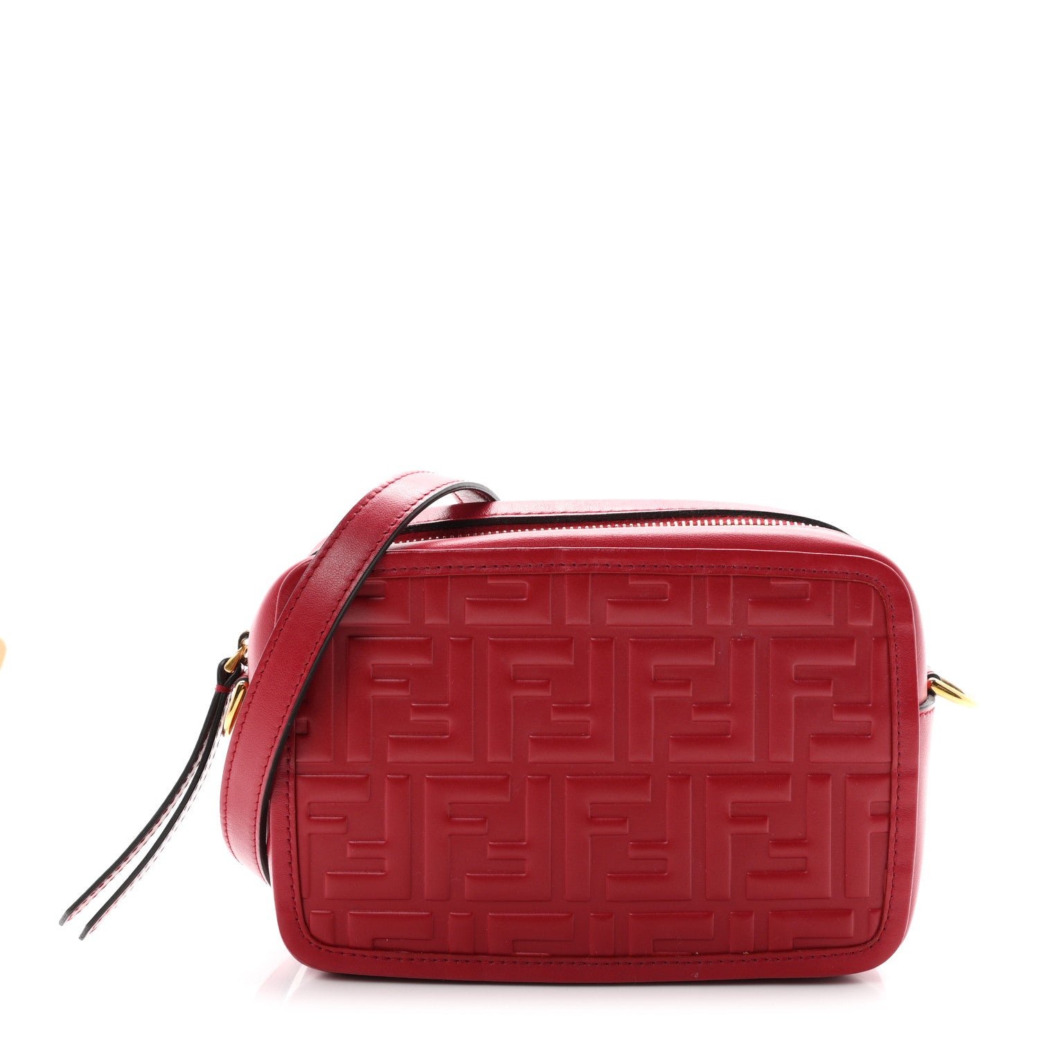Fendi Vitello Century FF 1974 Embossed Mini Camera Case Fragola