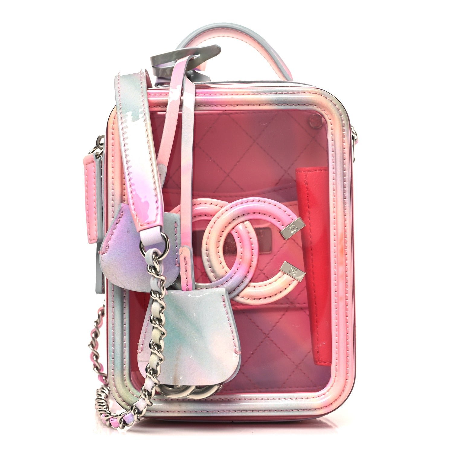 Chanel PVC Patent Calfskin Patent Lambskin Vertical Vanity Case Pink