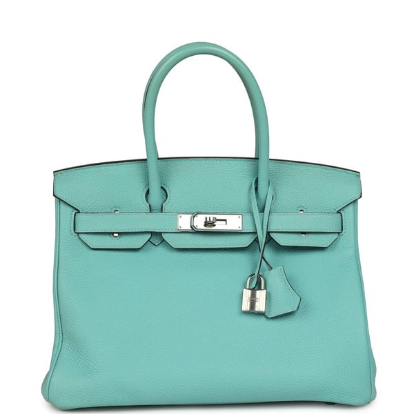 Hermes Pre-owned Hermes Birkin 30 Bleu Atoll Togo Palladium Hardware