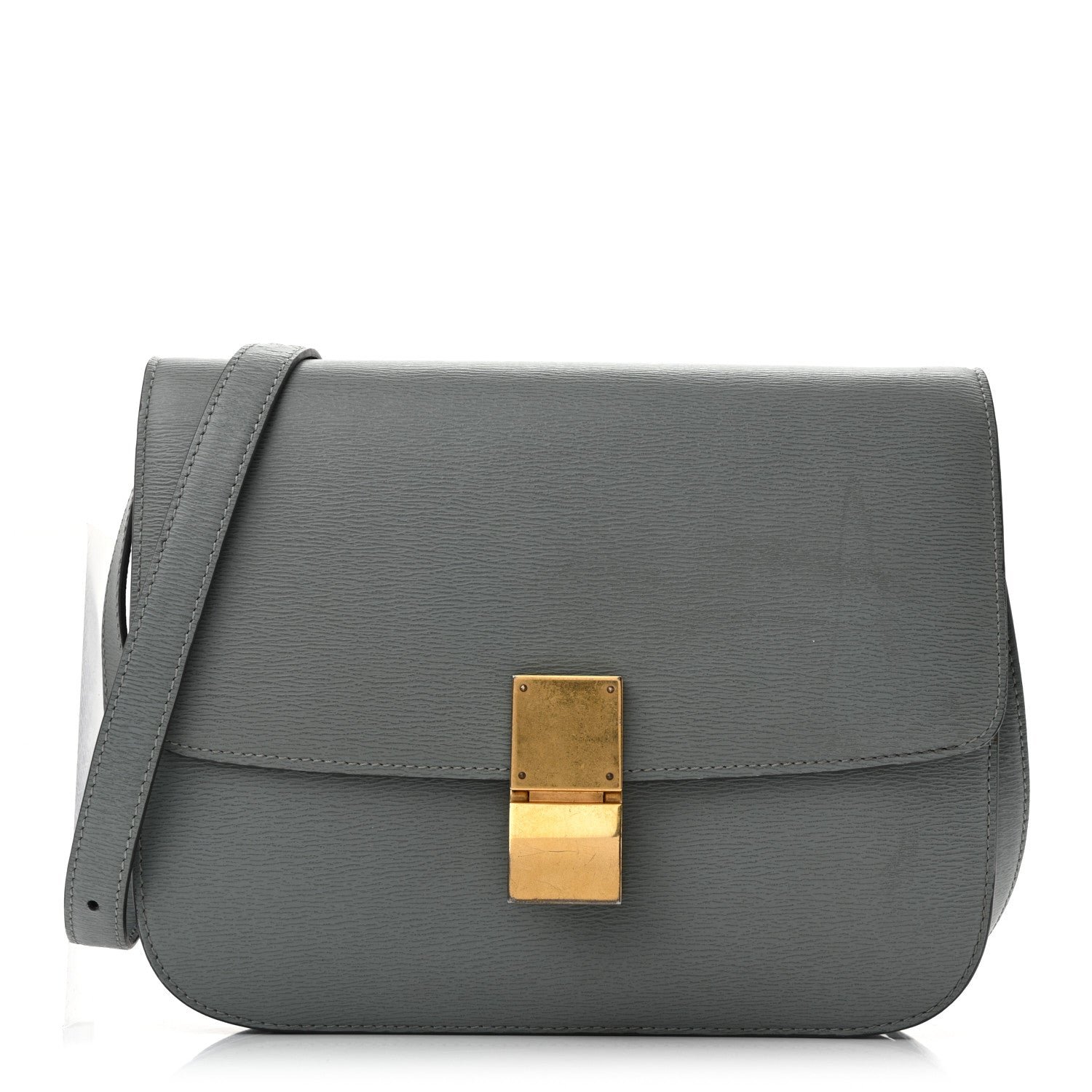 Celine Liege Calfskin Medium Classic Box Flap Bag Storm