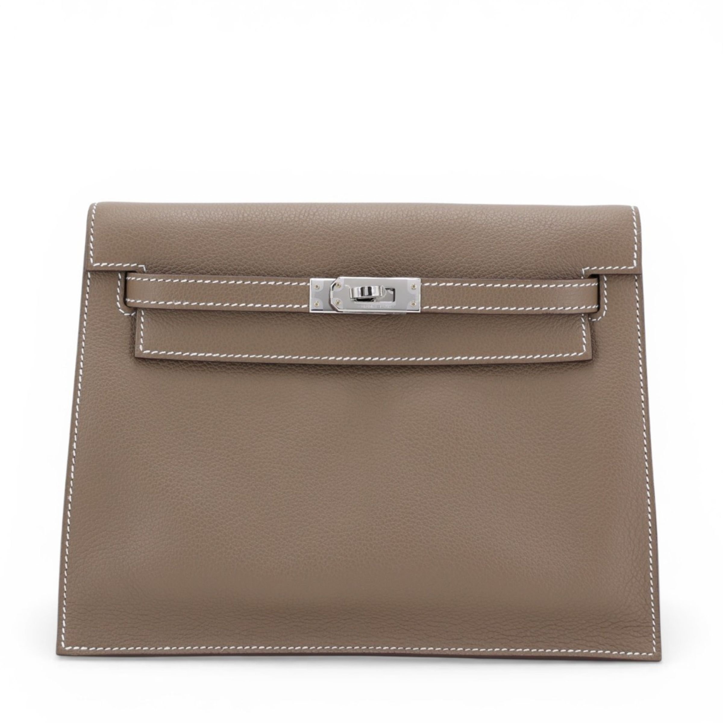 Brand New ( Rank N ) HERMÈS Kelly Danse Verso Etoupe (18) Evercolor Palladium hardware K (2025)