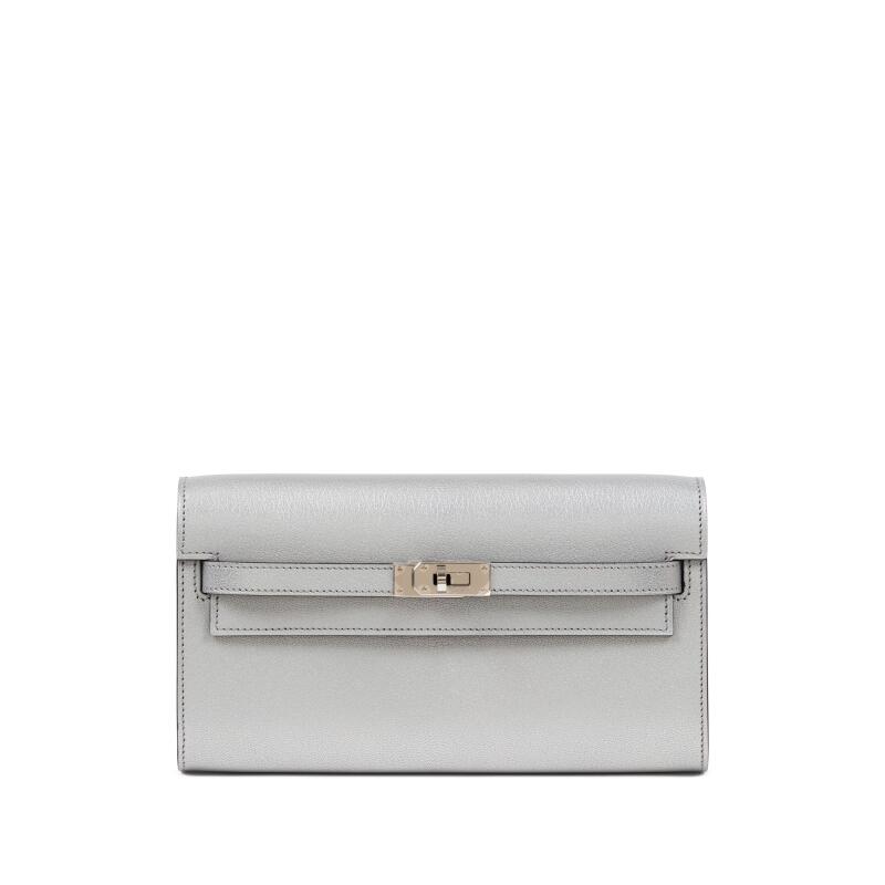 Argent Chèvre Chamkila Kelly To Go Wallet Palladium Hardware, 2025