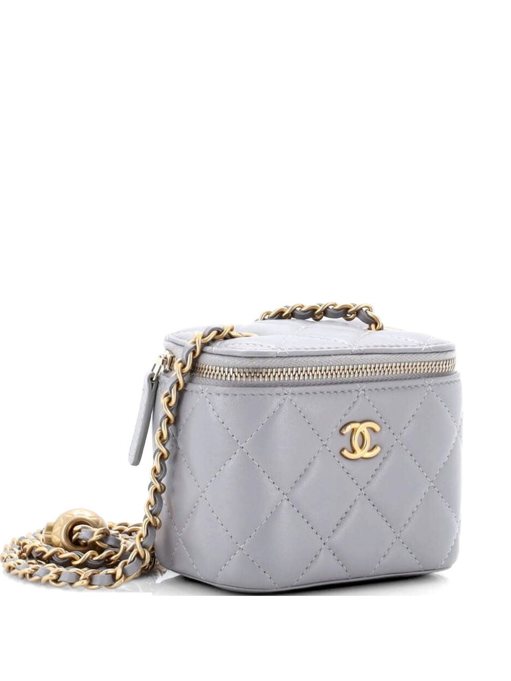 Pearl Crush Vanity Case with Chain Quilted Lambskin Mini clutch bag