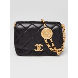 Chanel Black Quilted Lambskin Leather Small CC Coin Flap Bag