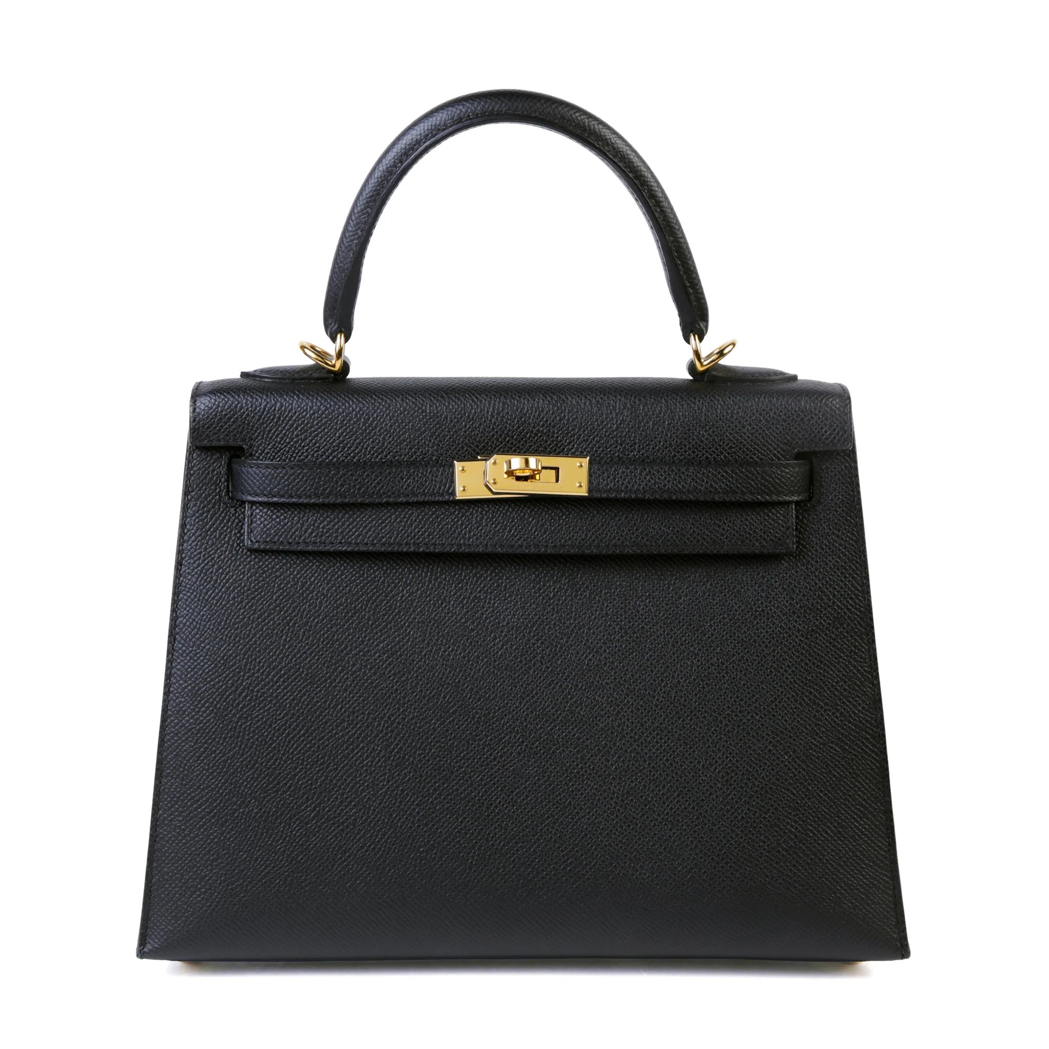Very Good ( Rank A) HERMÈS Kelly 25 Sellier Noir (89) Epsom Gold hardware B (2023)