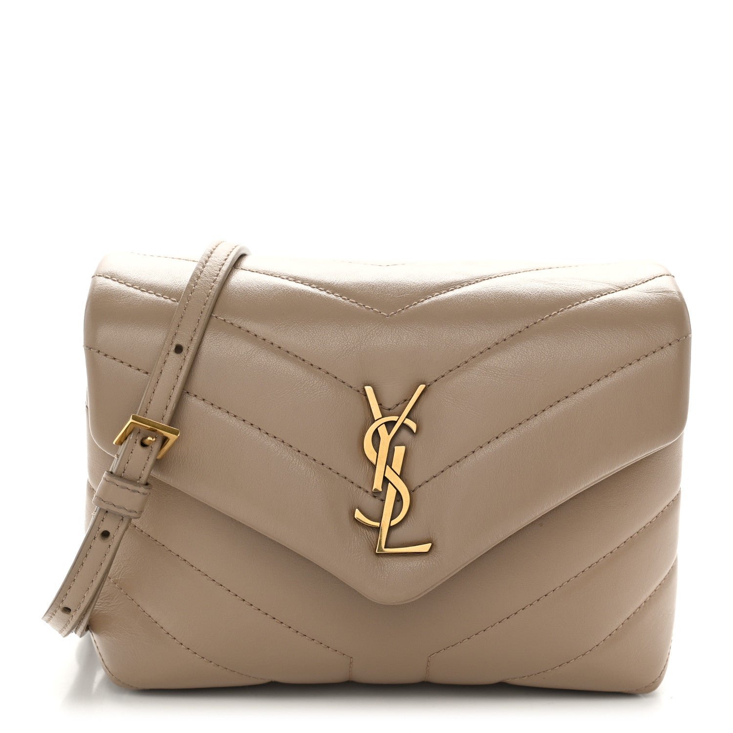 Calfskin Y Quilted Monogram Toy Loulou Crossbody Bag Dark Beige