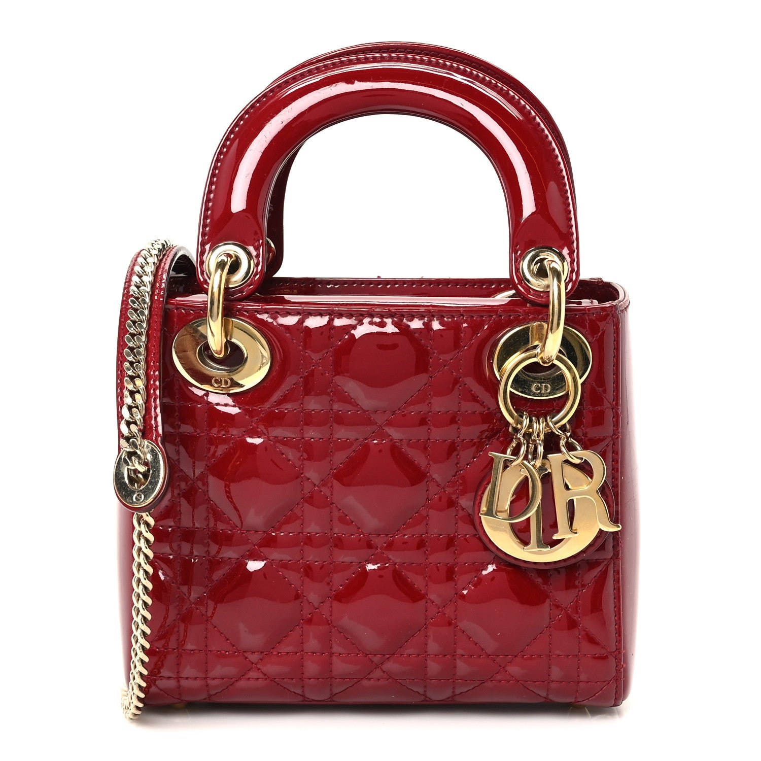 Christian Dior Patent Cannage Mini Lady Dior Red