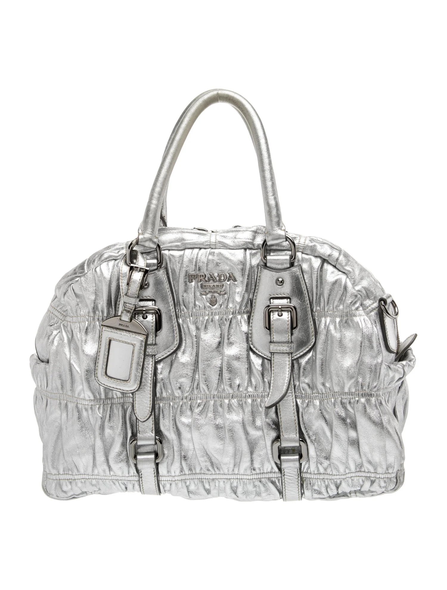 Leather Leather Metallic Nappa Gaufre Bauletto