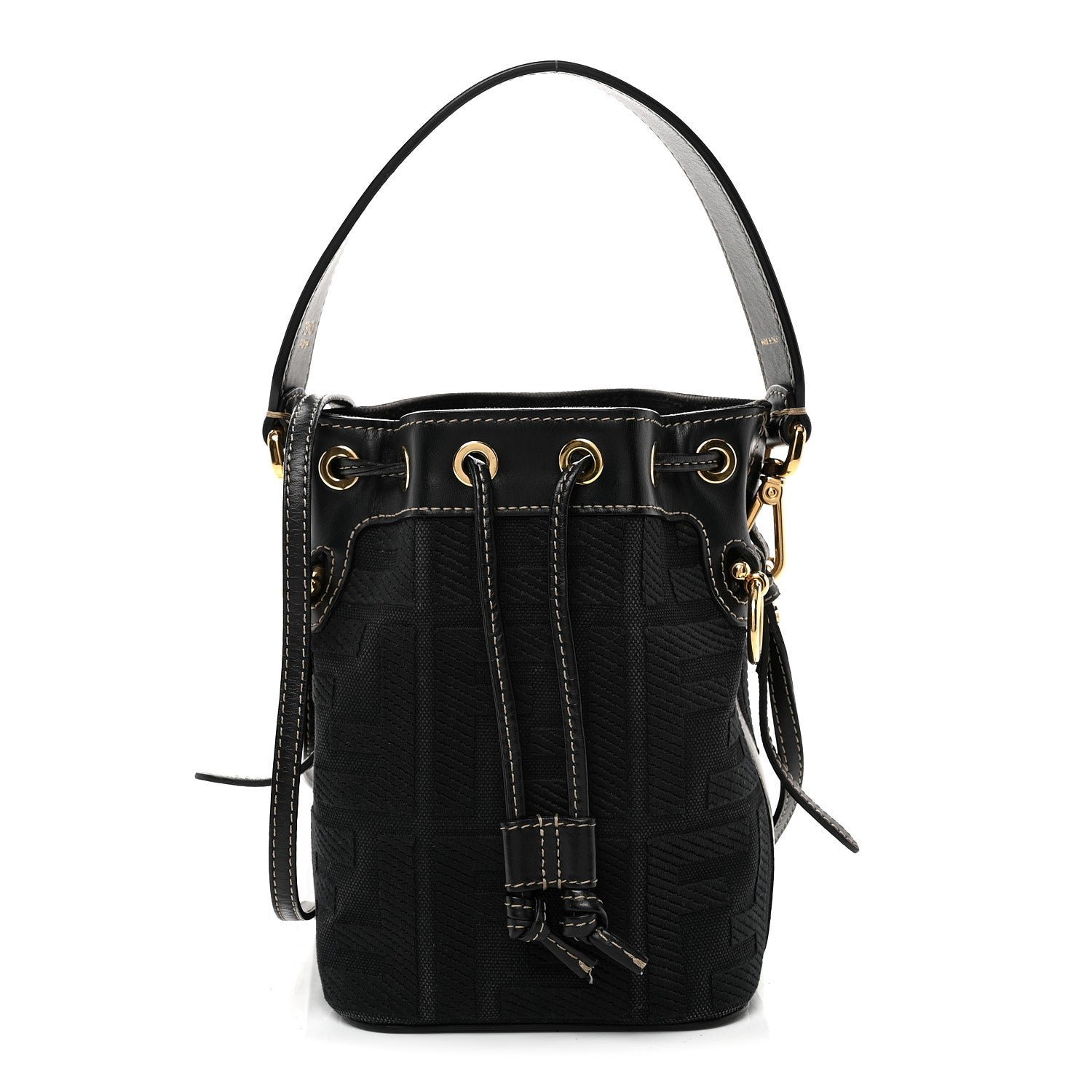 Fendi Canvas Vitello King F is Fendi FF Embroidered Mini Mon Tresor Bucket Bag Black