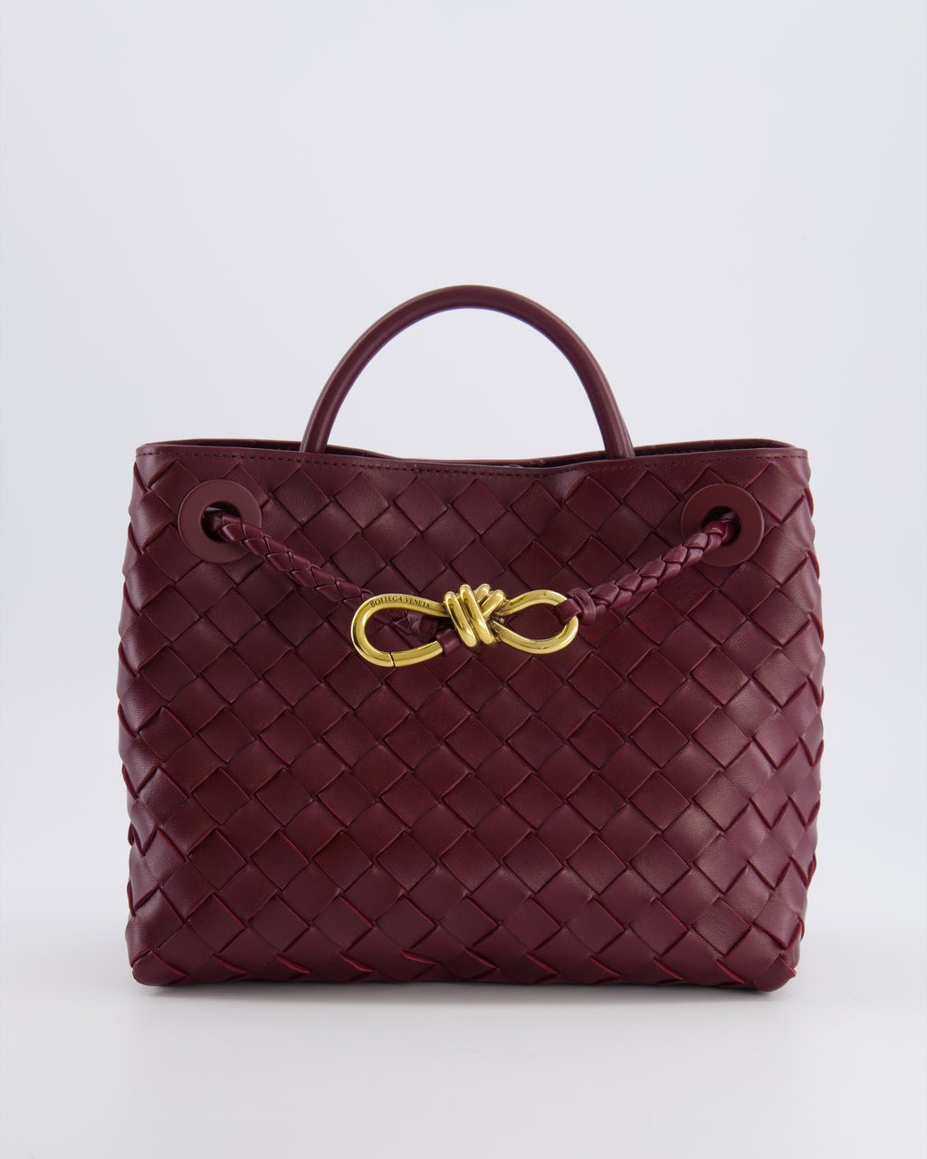 Bottega Veneta Small Andiamo Bag in Barolo Intrecciato Leather with Gold Hardware RRP £3,460