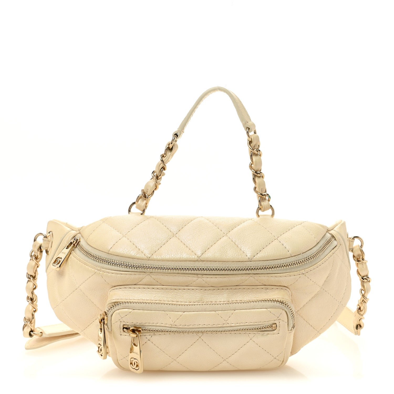 Chanel Calfskin Quilted All About Waist Belt Bag Light Beige