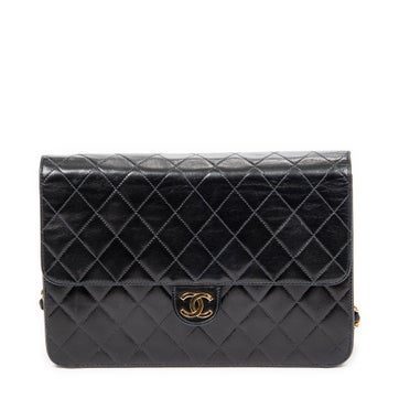 Leather CC Push Lock Straight Single Flap