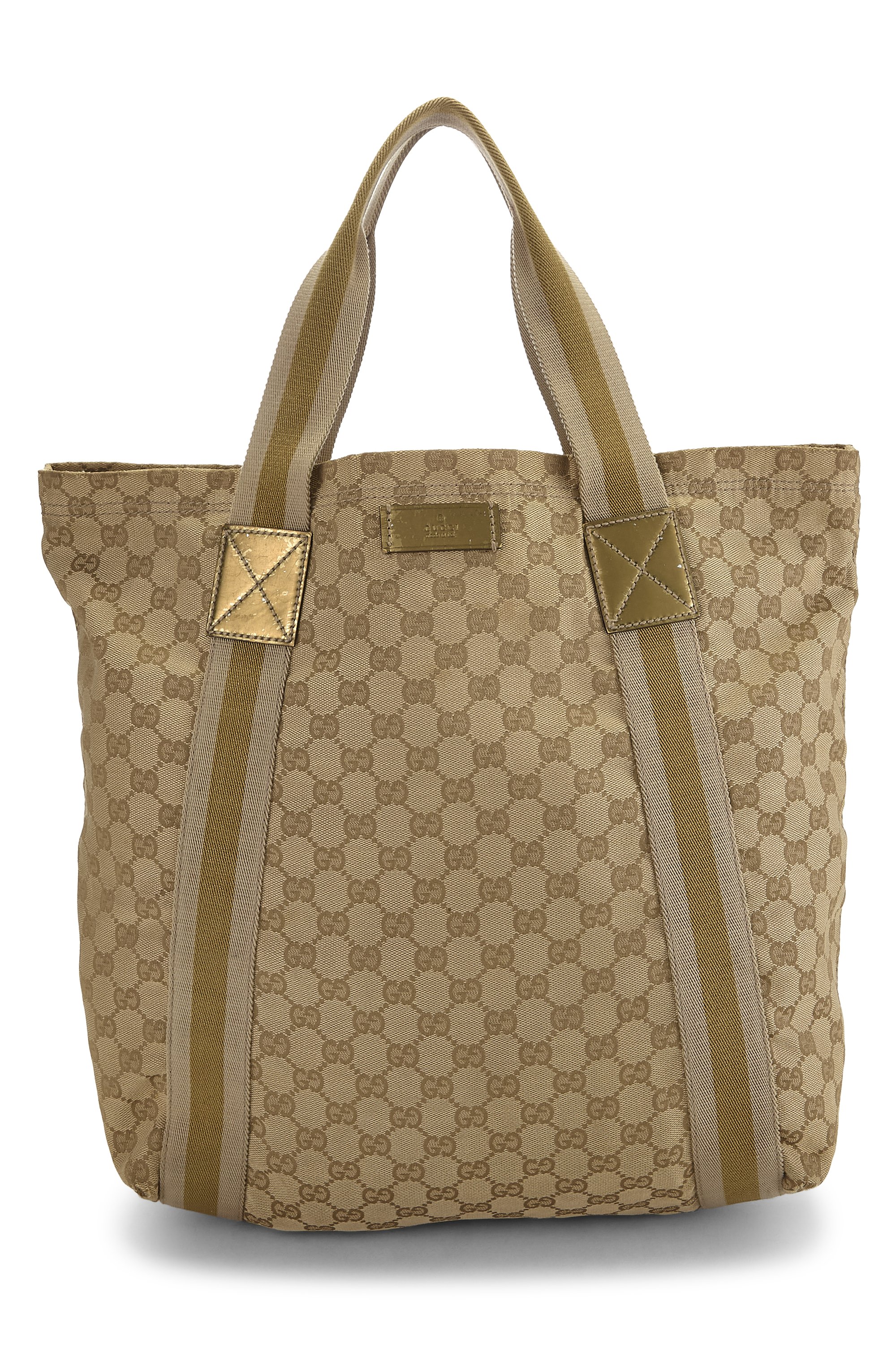 Gold GG Canvas Flat Web Tote