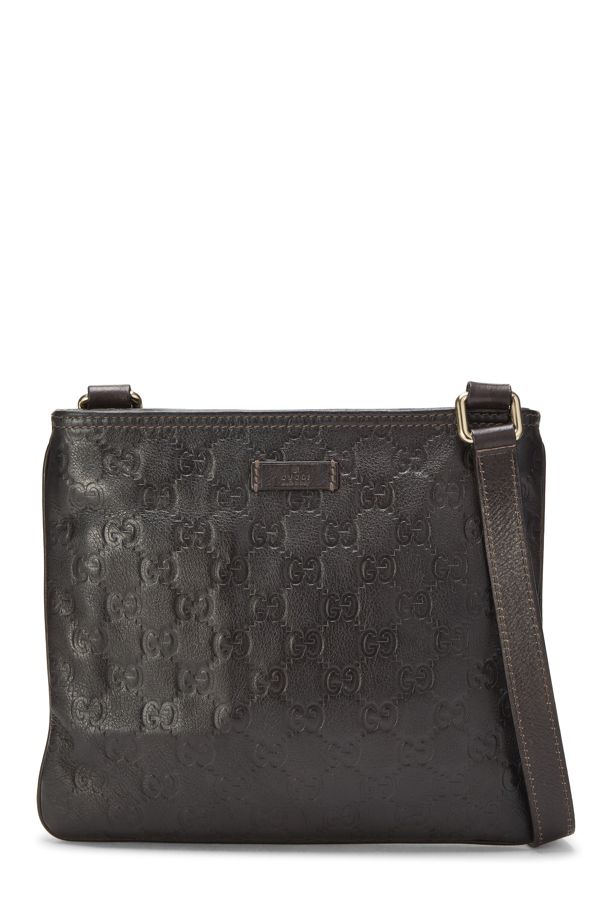 Brown Guccissima Flat Messenger Small