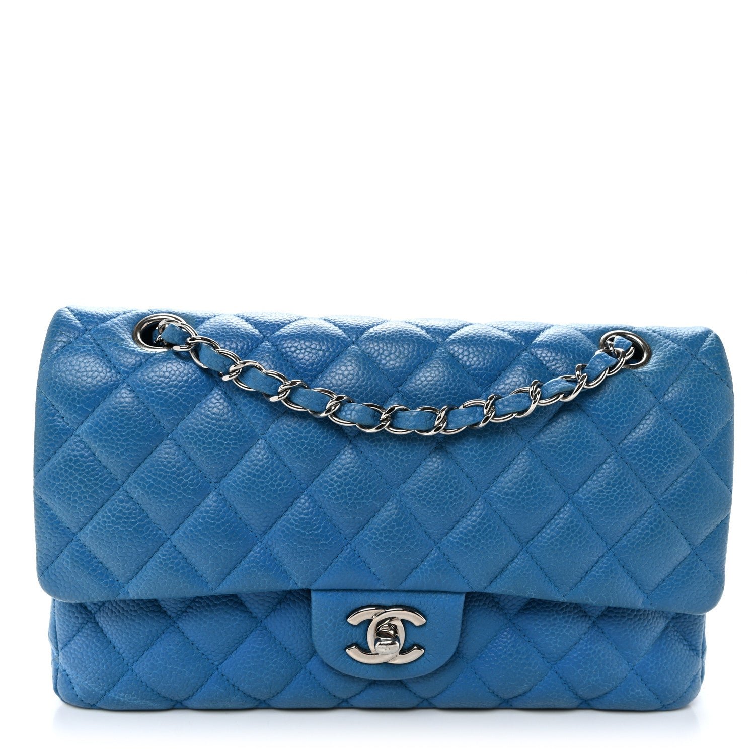 Chanel Iridescent Caviar Quilted Medium Double Flap Blue