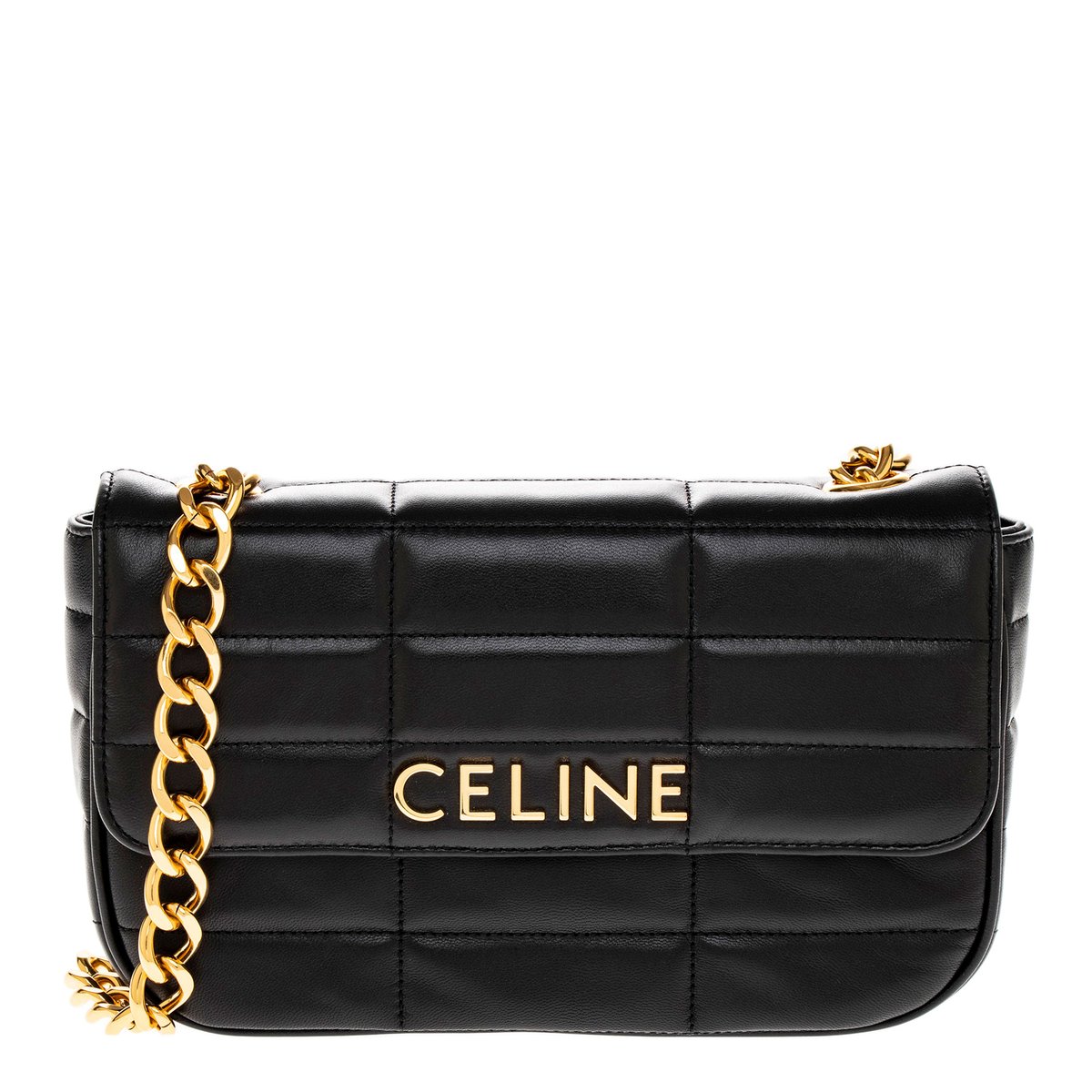 Celine Black Matelasse Quilted Goatskin Chain Shoulder Bag