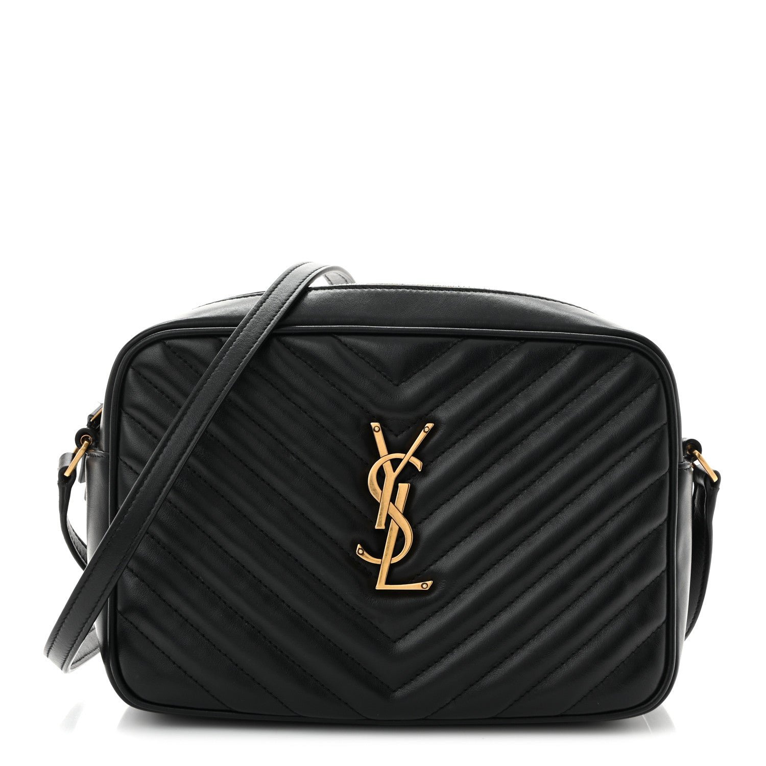 Saint Laurent Calfskin Matelasse Monogram Lou Camera Bag Black