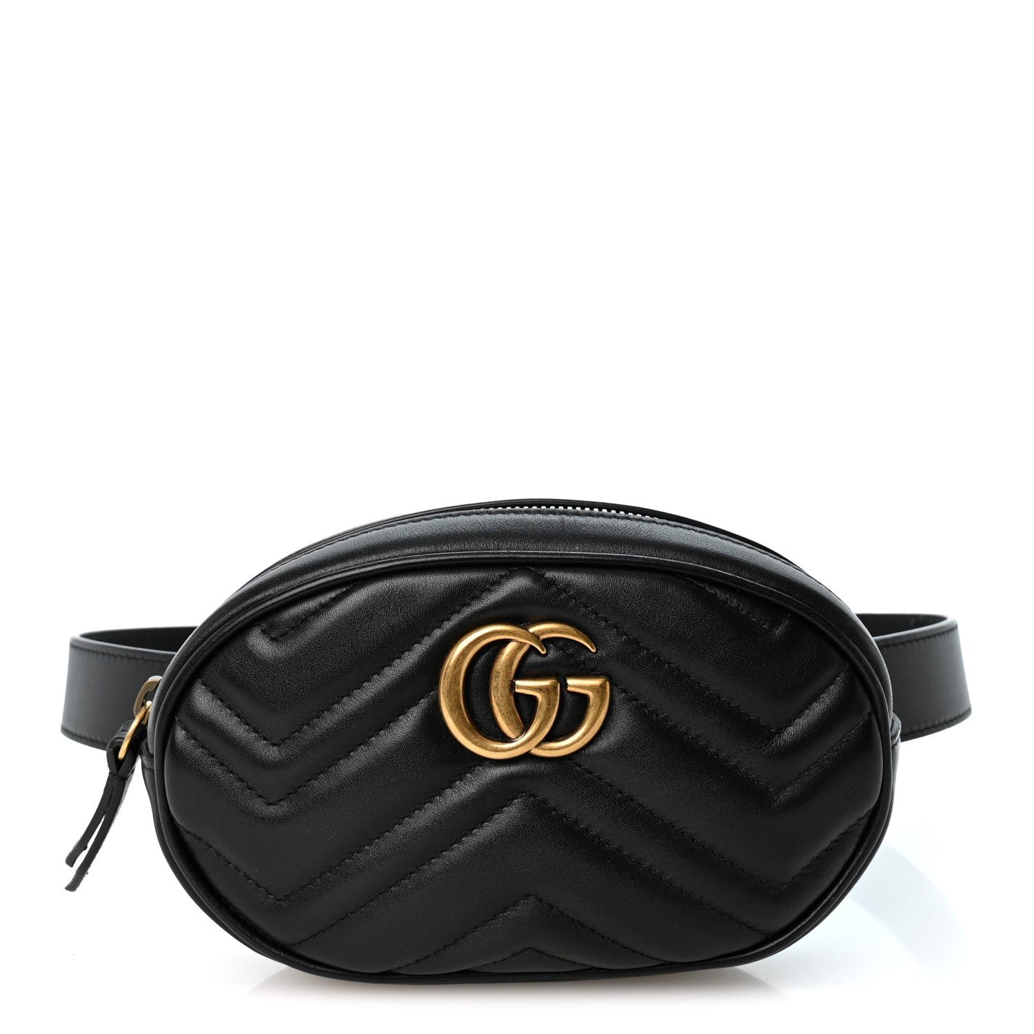 Gucci Calfskin Matelasse GG Marmont Belt Bag 75 30 Black