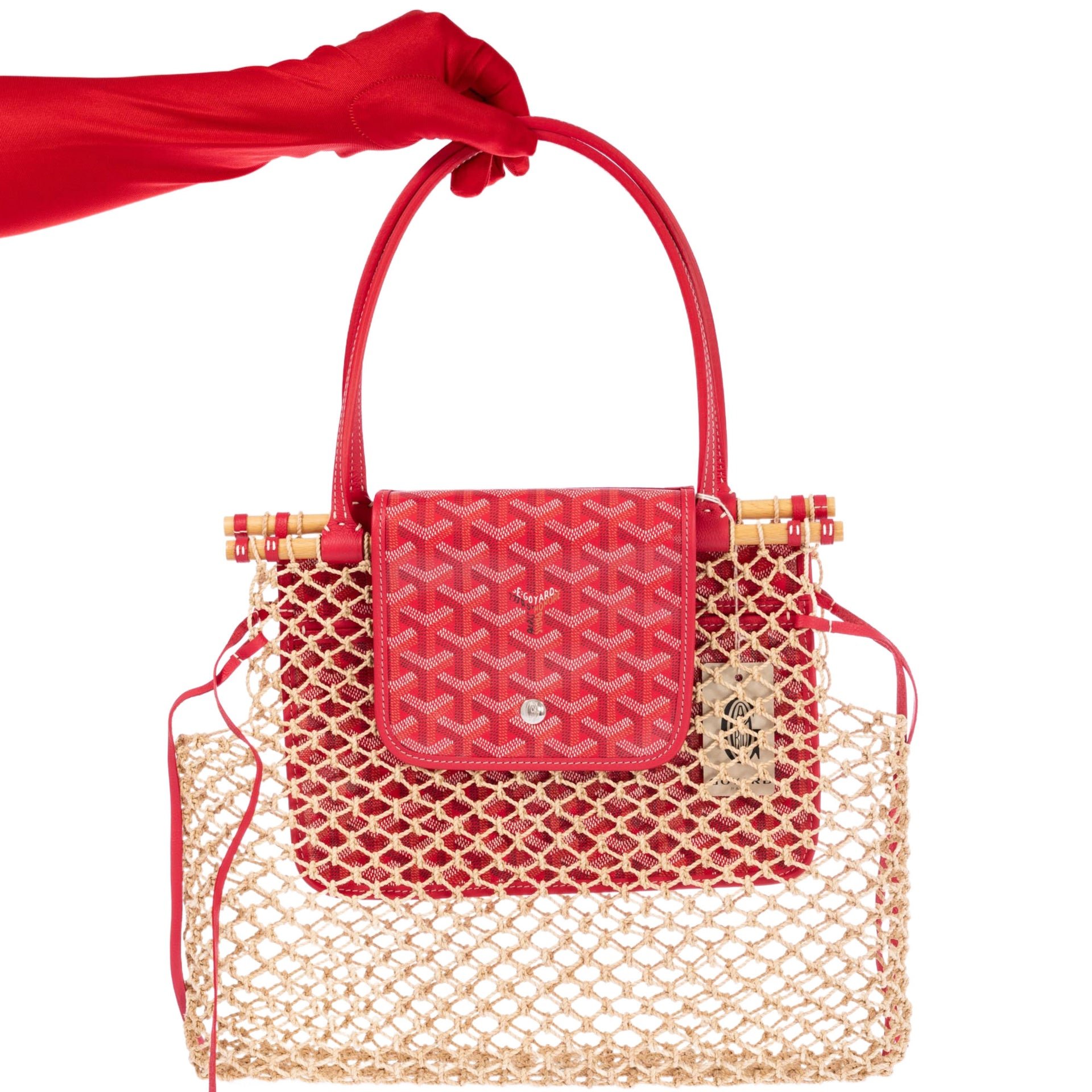 Goyard Goyard Goyardine Canvas Fuchsia Aligre Bag Raffia Net Palladium Hardware