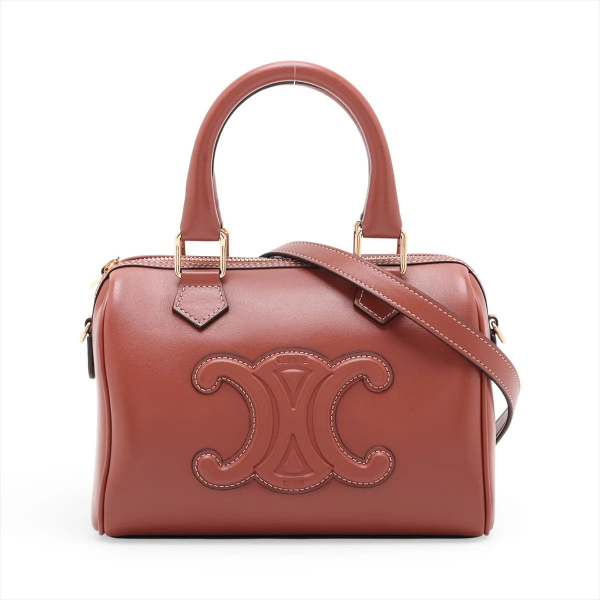 Celine Celine Cuir Triomphe Small Boston Leather 2 Way Handbag Brown